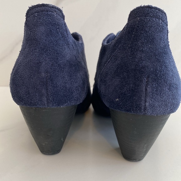 Dr Scholls Women Blue Leather Suede Lace Up Oxford-Like Healed Shoes - Booties - Picture 9 of 12